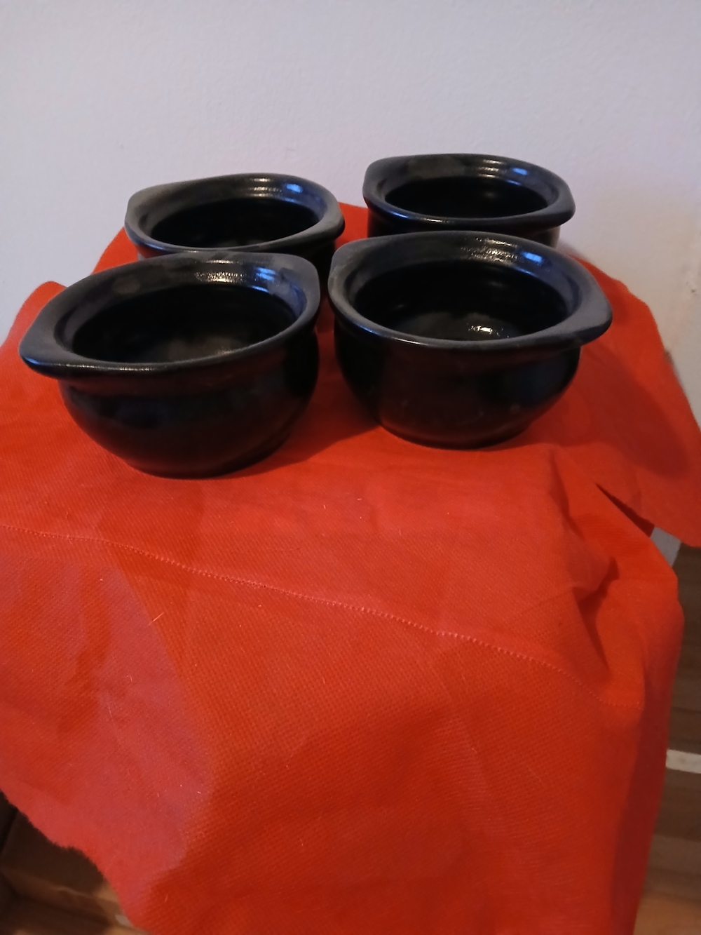 Set of 4 Black Ceramic Bowls